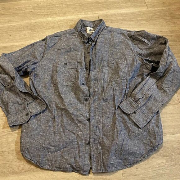 Old Navy slim fit men's casual grey button down long sleeve shirt size XL - Picture 1 of 8